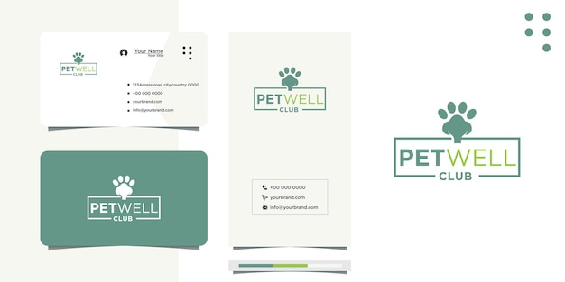 Striped dog paw logo design and business card