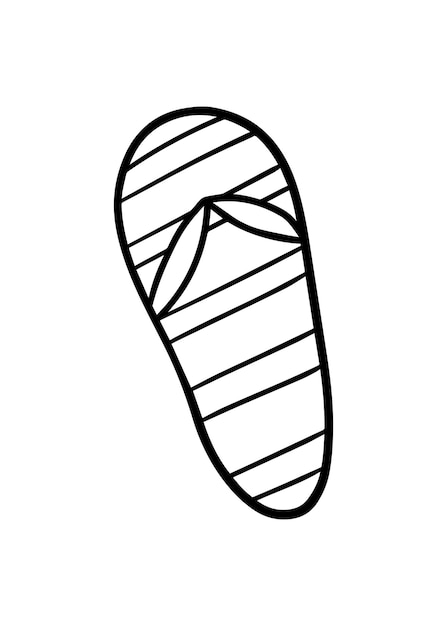 Striped flip flops shoes summer doodle linear cartoon coloring book