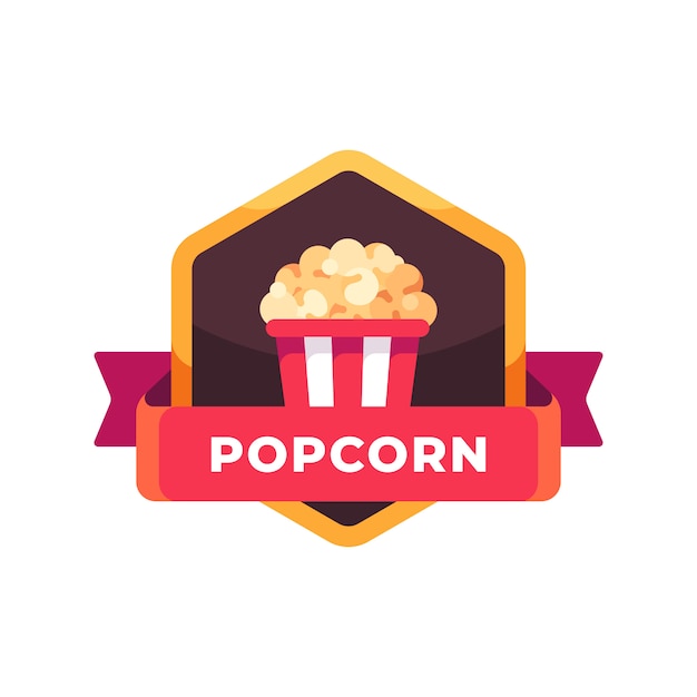 Striped popcorn bucket. Fast food label