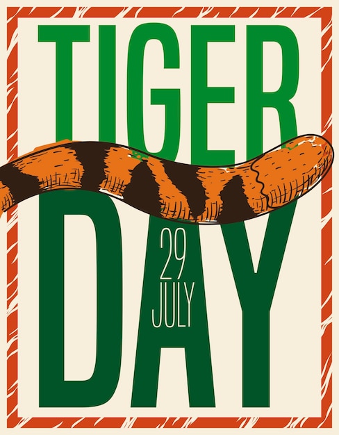 Striped tail on sign and frame to celebrate Tiger Day this 29th July