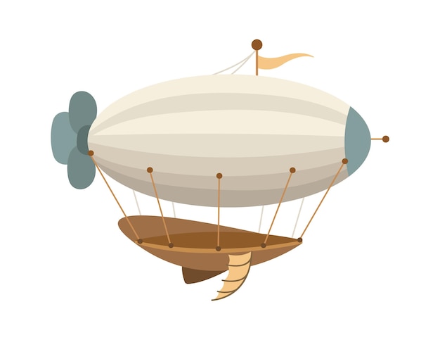 Stripes pattern airship with flag Vector illustration