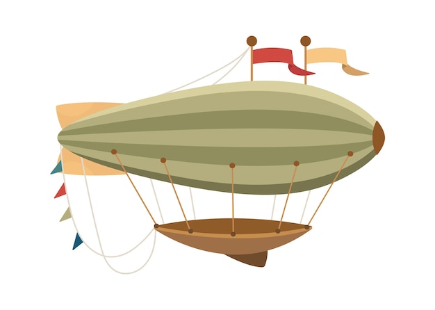 Stripes pattern airship with flags Vector illustration