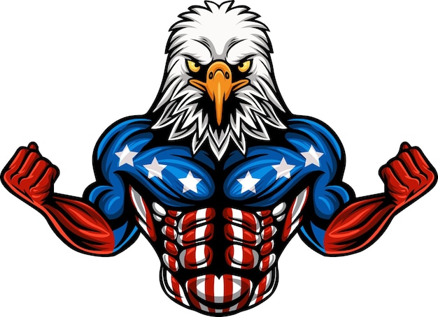 Vector strong american eagle cartoon character