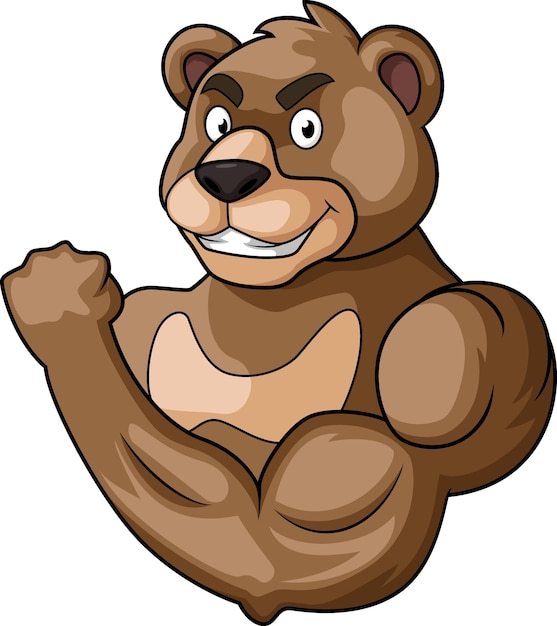 Strong bear cartoon mascot character