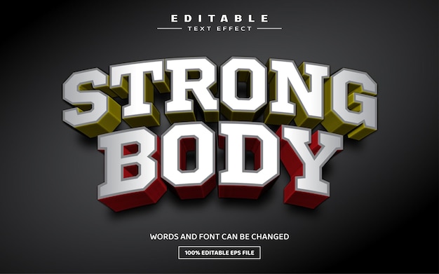 Strong body 3D editable text effect template