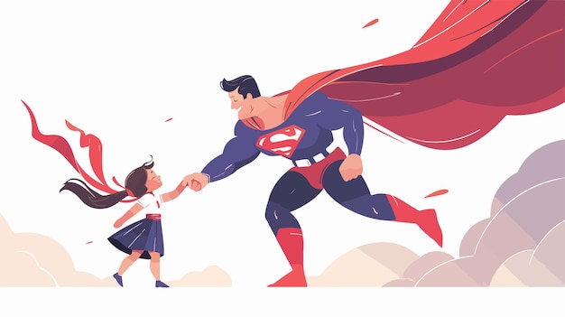 Vector strong and brave superhero parent in action