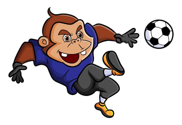 The strong chimpanzee as the professional soccer player