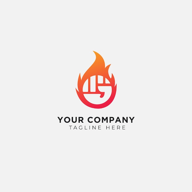 Strong Fist Flame Logo Design Fire Hand