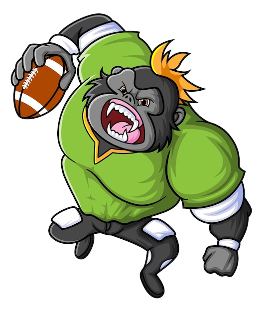 The strong gorilla mascot of American football complete with player clothe