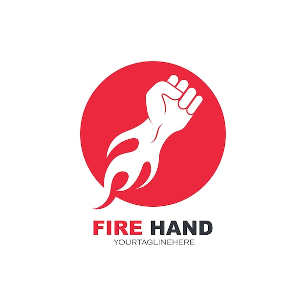 Strong hand with hot fire vector illustration design