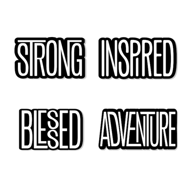 Vector strong inspired blessed adventure set of vector typography designs