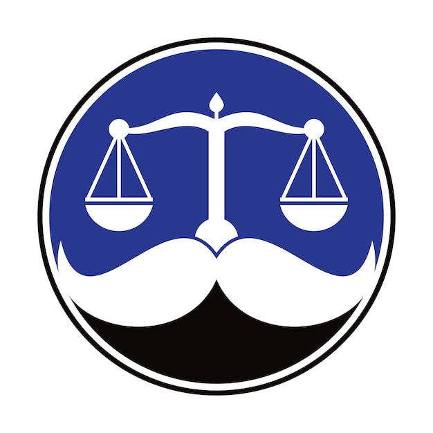 Strong law vector logo design concept Scale and mustache icon vector design