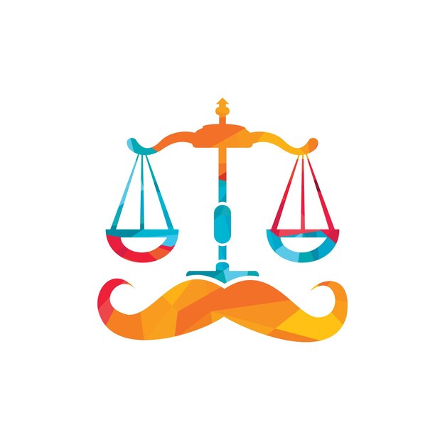 Strong law vector logo design concept Scale and mustache icon vector design