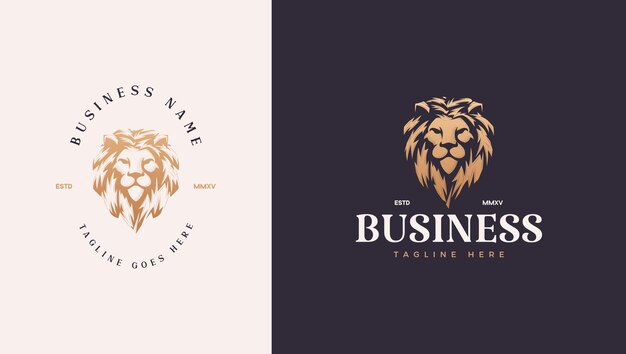 Strong lion head logo in luxury gold color