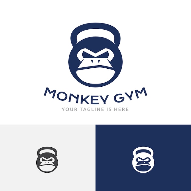 Vector strong monkey gym iron kettlebell gorilla ape sport logo