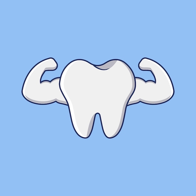 Strong muscle teeth vector flat illustration