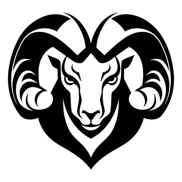 Vector strong and powerful black and white ram head illustration perfect for sports team logos branding and tattoos