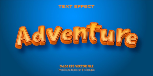 Strong text with a soft orange-brown touch, cartoon style editable text effect  ADVENTURE