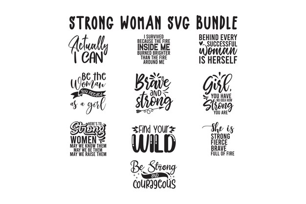 Vector strong woman svg bundle