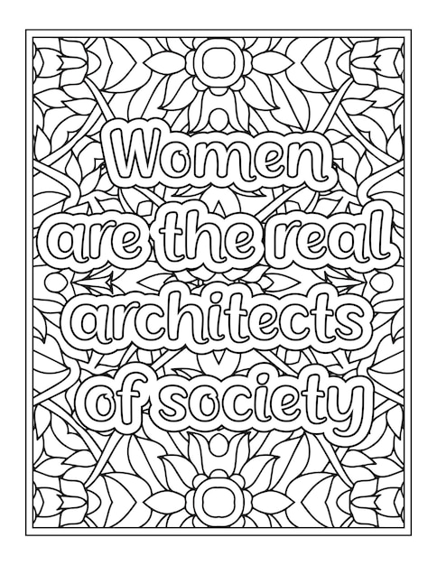 Strong Women Quotes Coloring Book Page for Adult