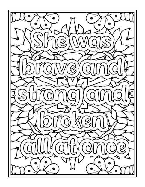 Strong Women Quotes Coloring Book Page for Adult