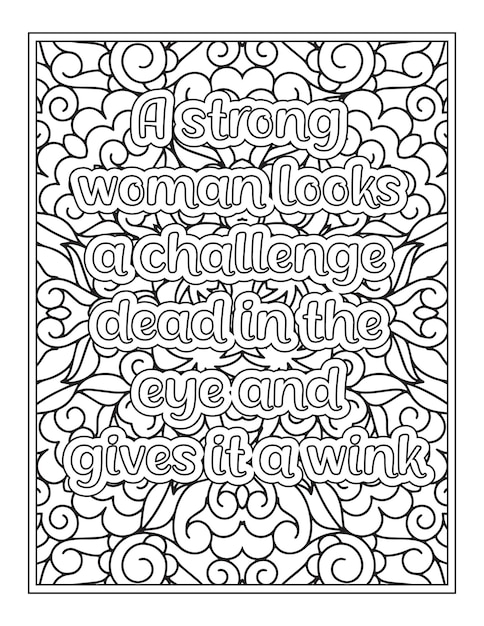 Strong Women Quotes Coloring Book Page for Adult