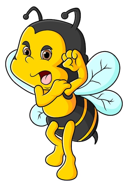 The strongest bee is ready to fight and angry of illustration