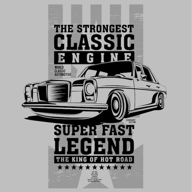 Strongest classic, custom engine classic car illustration