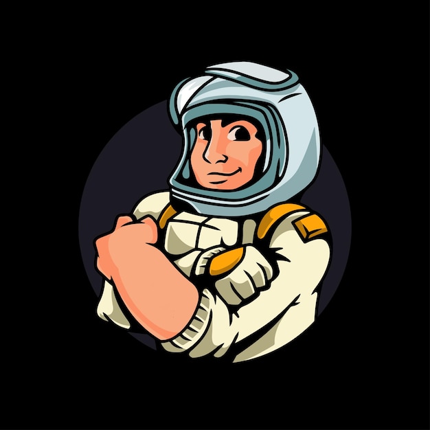 Strongman Astronaut Cartoon Character