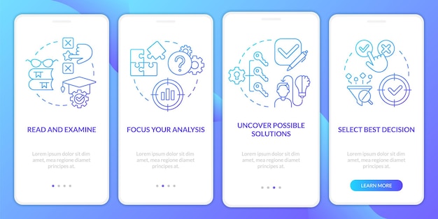 Structure of case study blue gradient onboarding mobile app screen