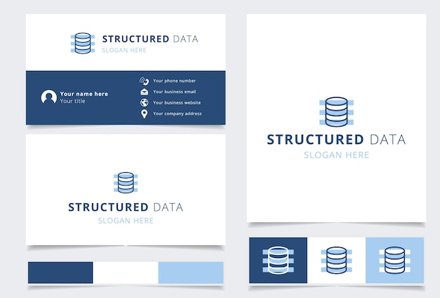 Structured data logo design with editable slogan Business card and branding book template