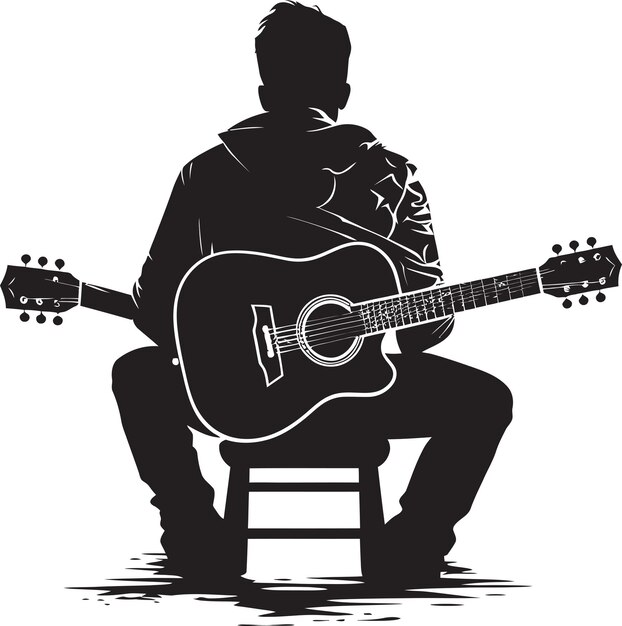 Strumming Serenade Musician Icon Vector Acoustic Artistry Guitar Player Logo Design