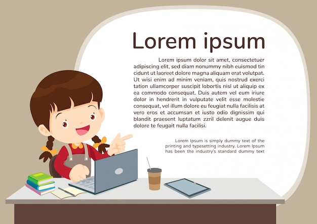 Studens boy and E-learning illustration template