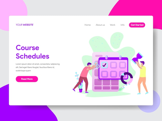 Student Course Schedule Illustration for Web Pages