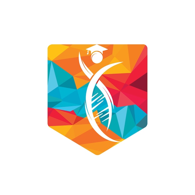 Student dna vector logo template Genetic education vector logo design concept