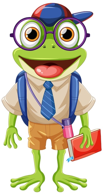 Student Frog Cartoon Character