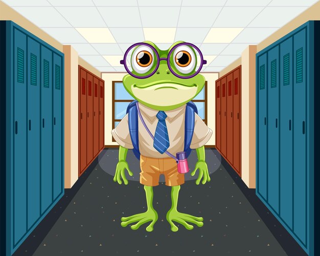 Student Frog Cartoon Character