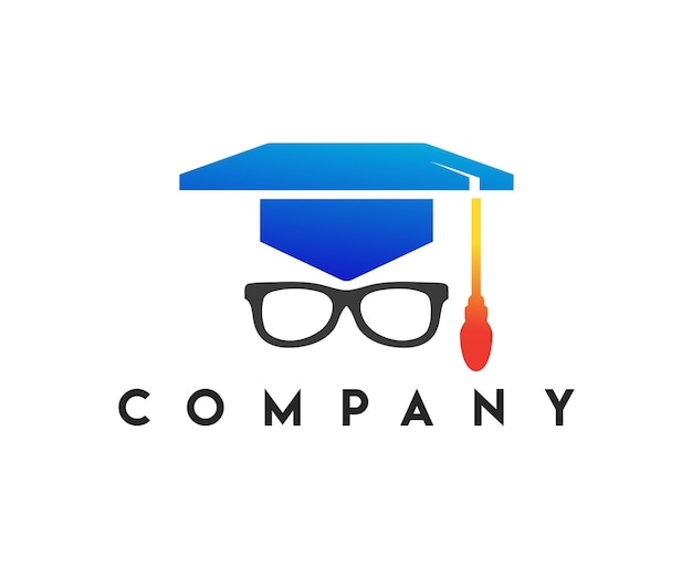 Student Glasses Mortarboard Logo, Cap And Sun glass Combination Logo