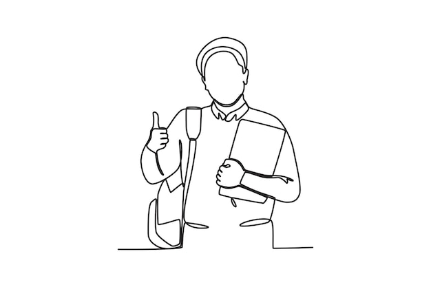 A student holding a book with a thumbsup International students day oneline drawing