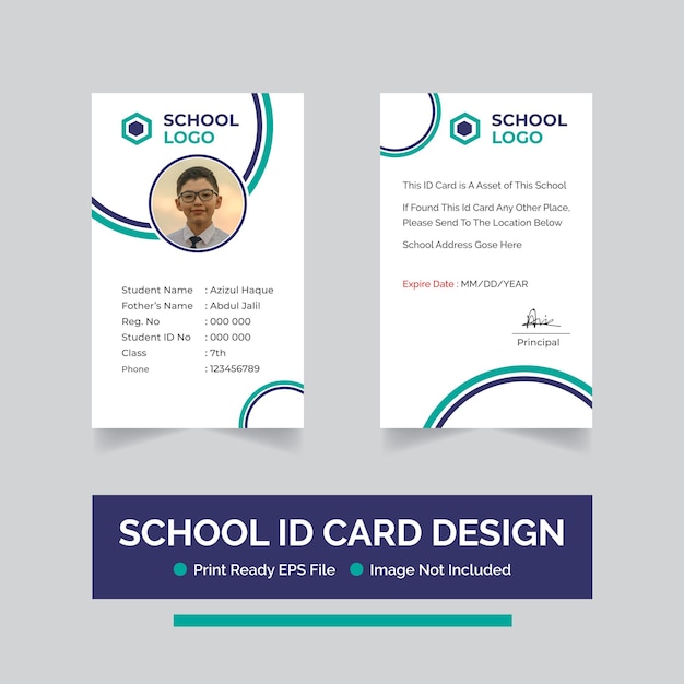 Vector student id card design template creative id card design for school college and university student