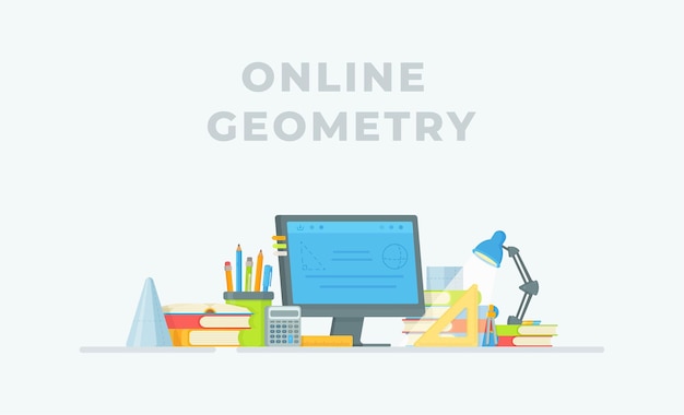 student's workplace. online geometry