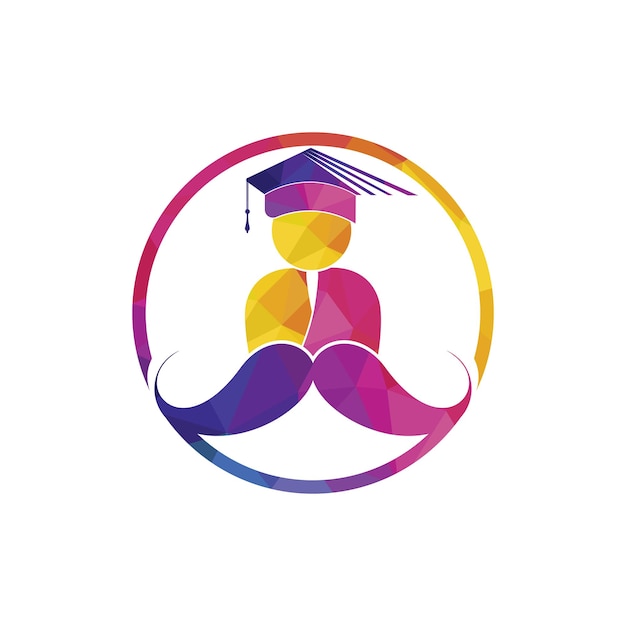 Student with mustache icon vector logo design