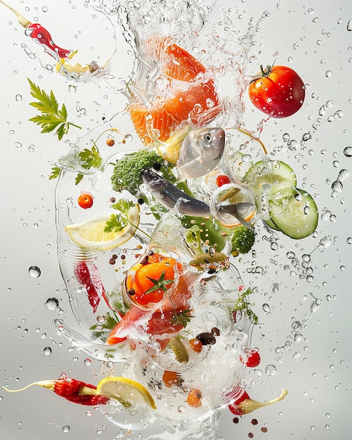 Studio shot of sliced fruits and vegetables