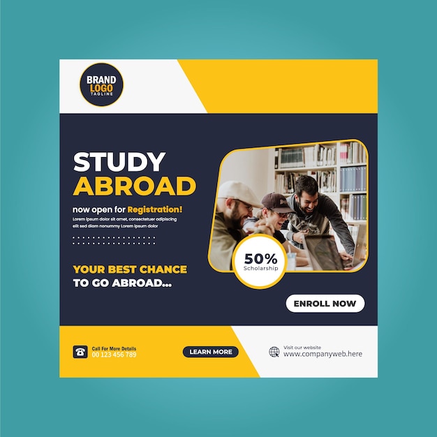 Study abroad banner design template