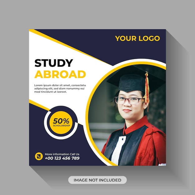 Study abroad Creative social media post template design premium vector