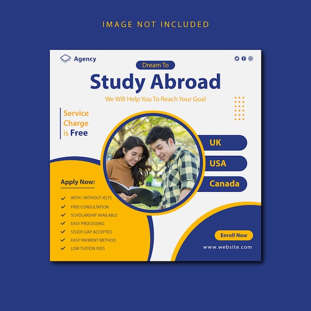 Study abroad social media banner or post design template