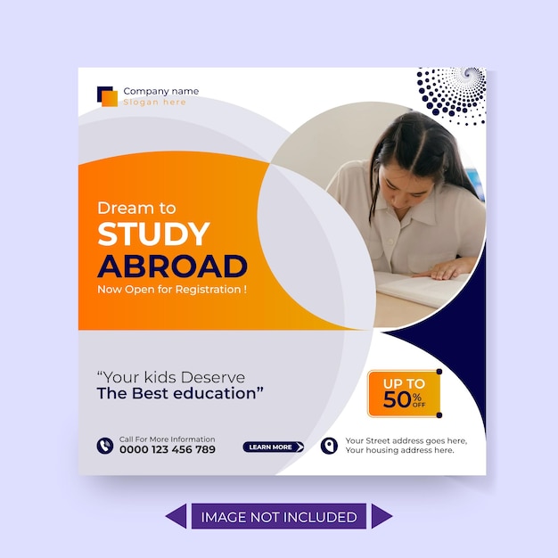 Study abroad social media post design template