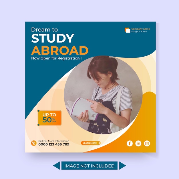 Study abroad social media post design template