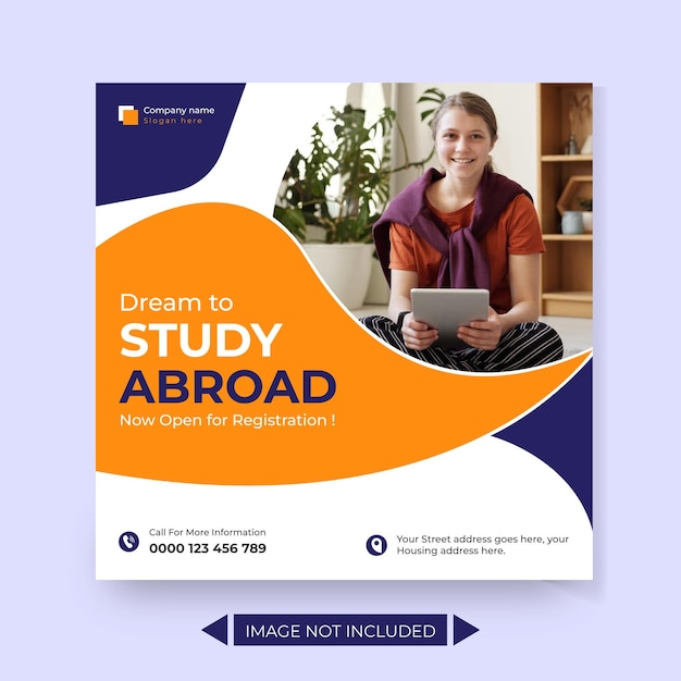 Study abroad social media post design template