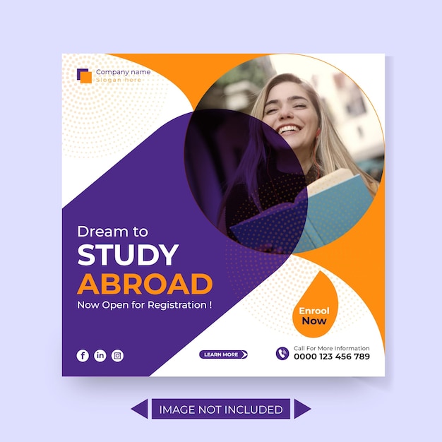 Study abroad social media post design template